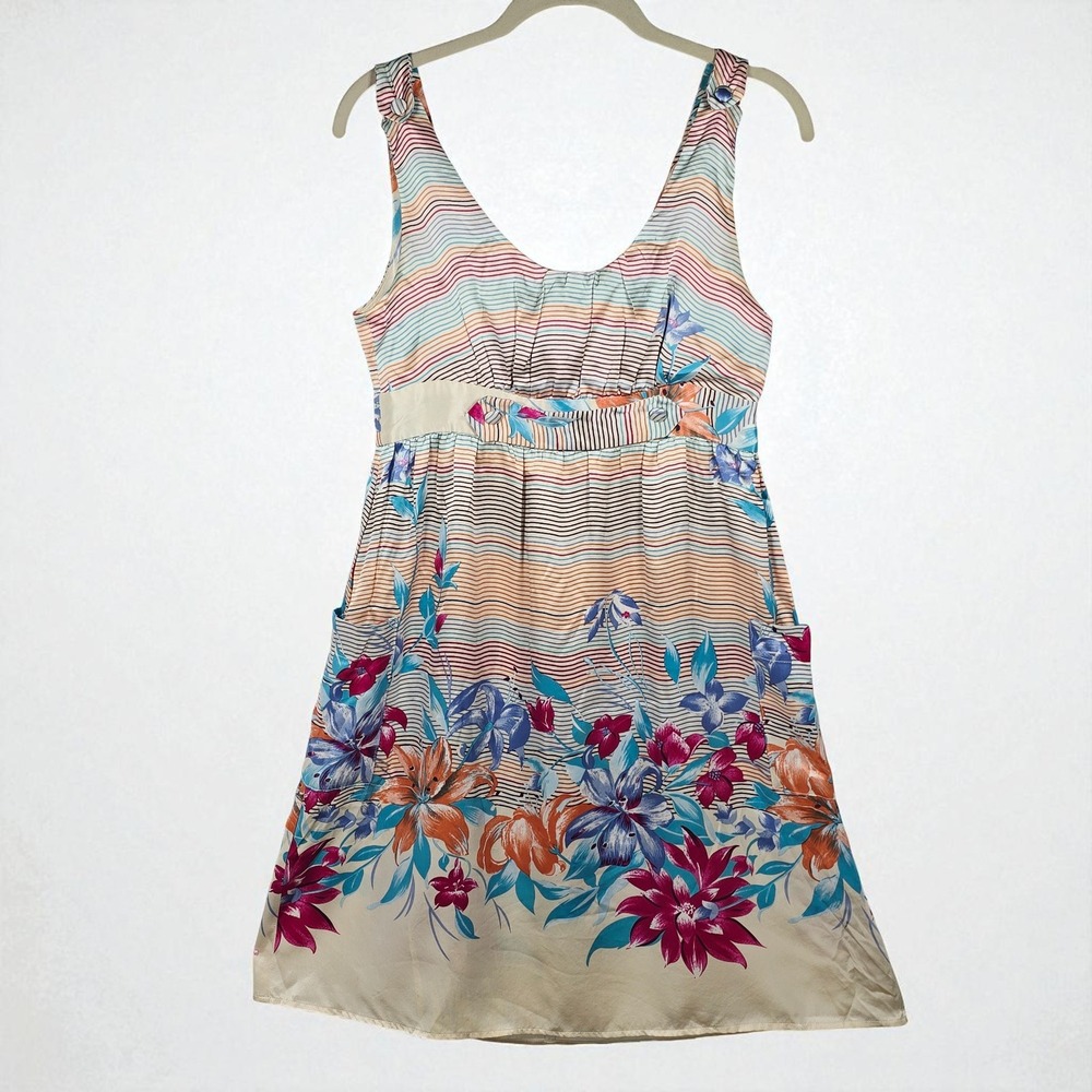 Yumi Kim Silk Dress Woman Small Babydoll Y2K Floral Colorful Beachy Whimsycal